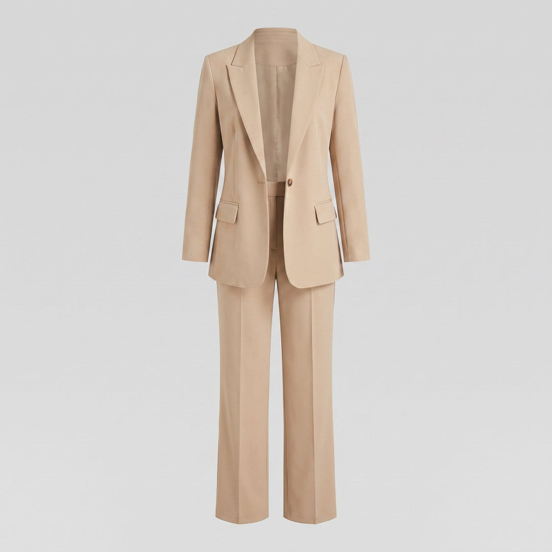 Women's Suit Set with Structured Blazer and Pleated Wide-Leg Pants