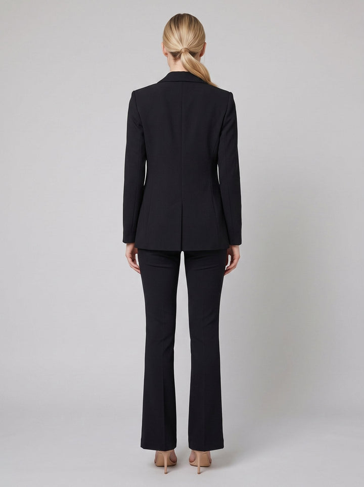Women's Suit Set with Structured Blazer and Pleated Wide-Leg Pants