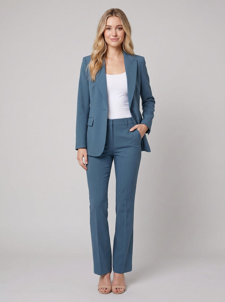 Women's Suit Set with Structured Blazer and Pleated Wide-Leg Pants