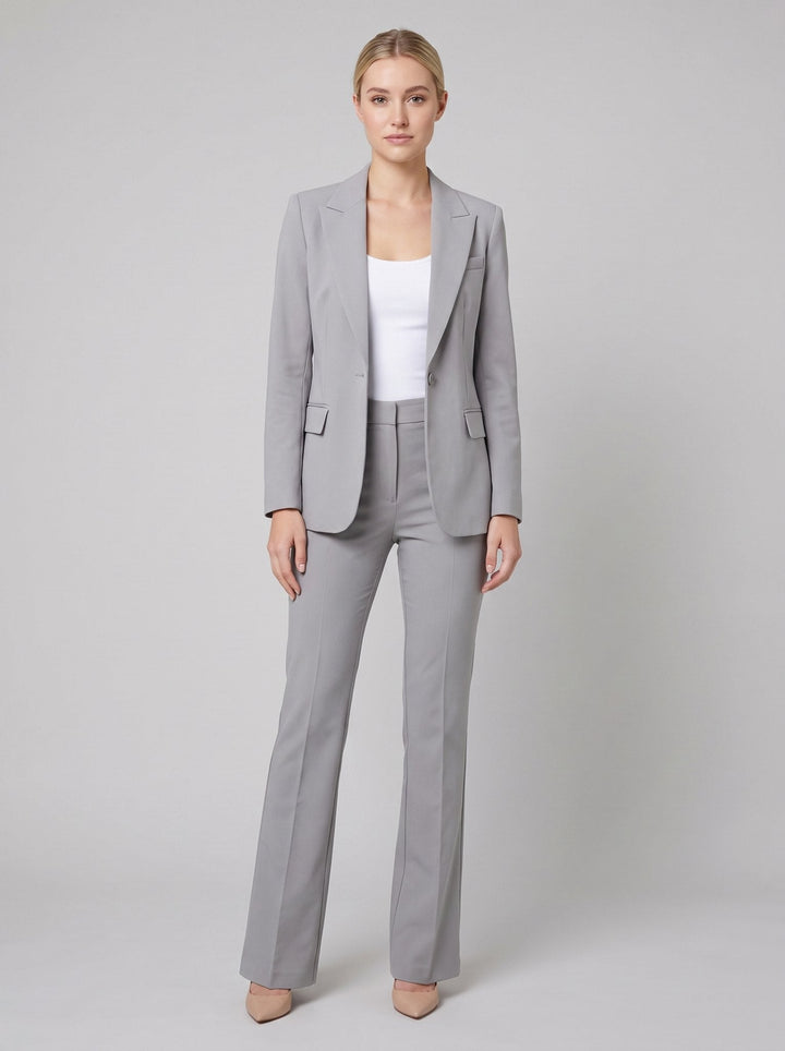 Women's Suit Set with Structured Blazer and Pleated Wide-Leg Pants