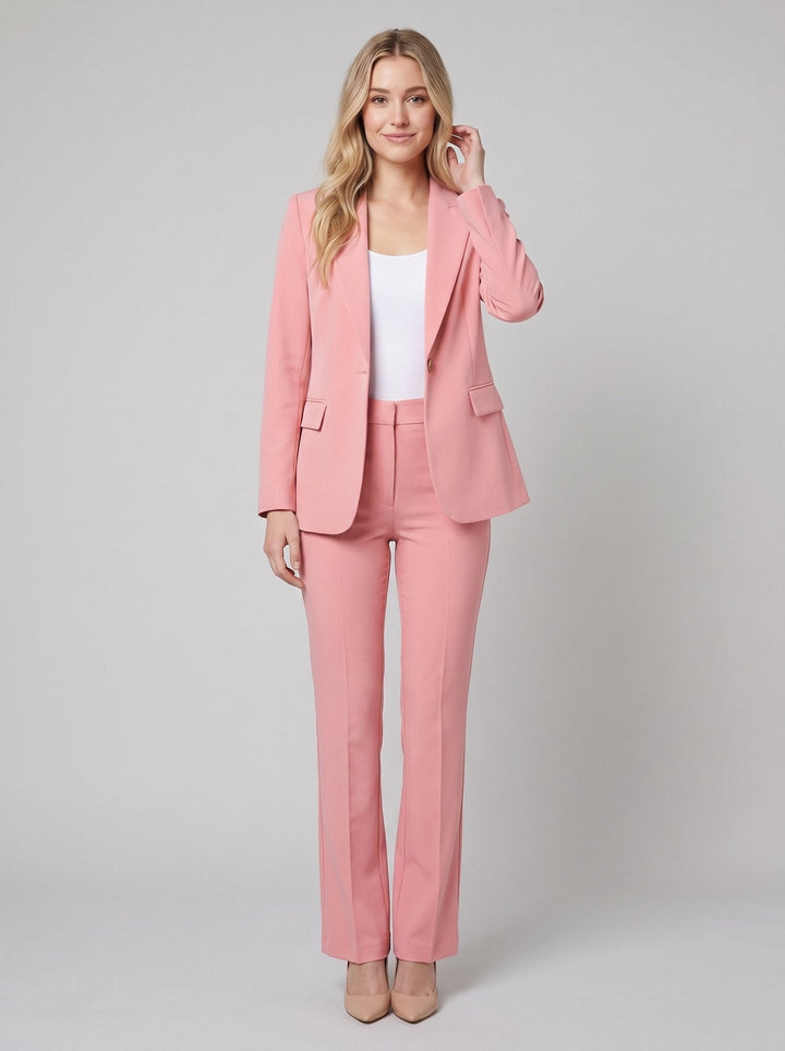 Women's Suit Set with Structured Blazer and Pleated Wide-Leg Pants
