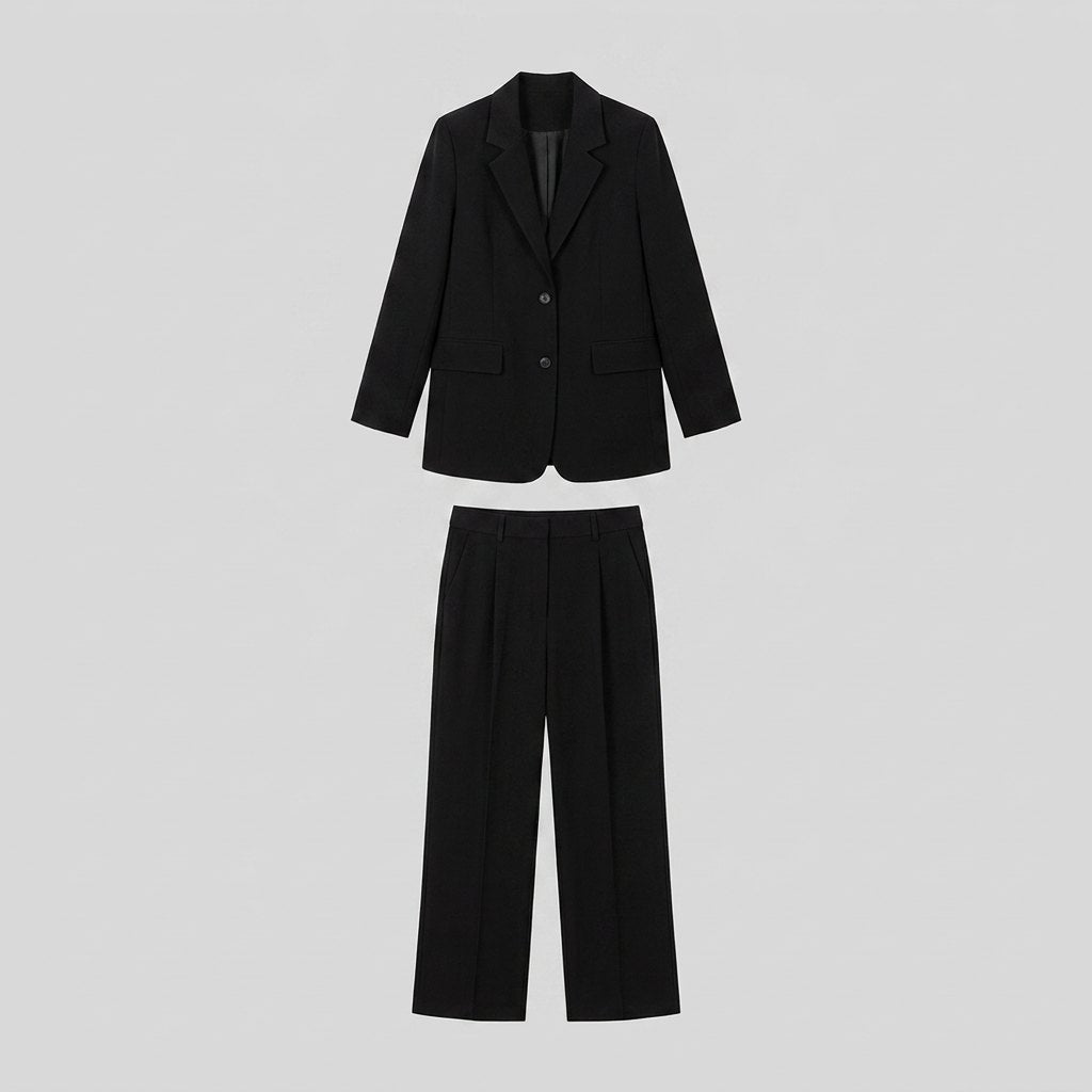 Ensemble Tailleur Femme Blazer Structuré Et Pantalon À Pinces