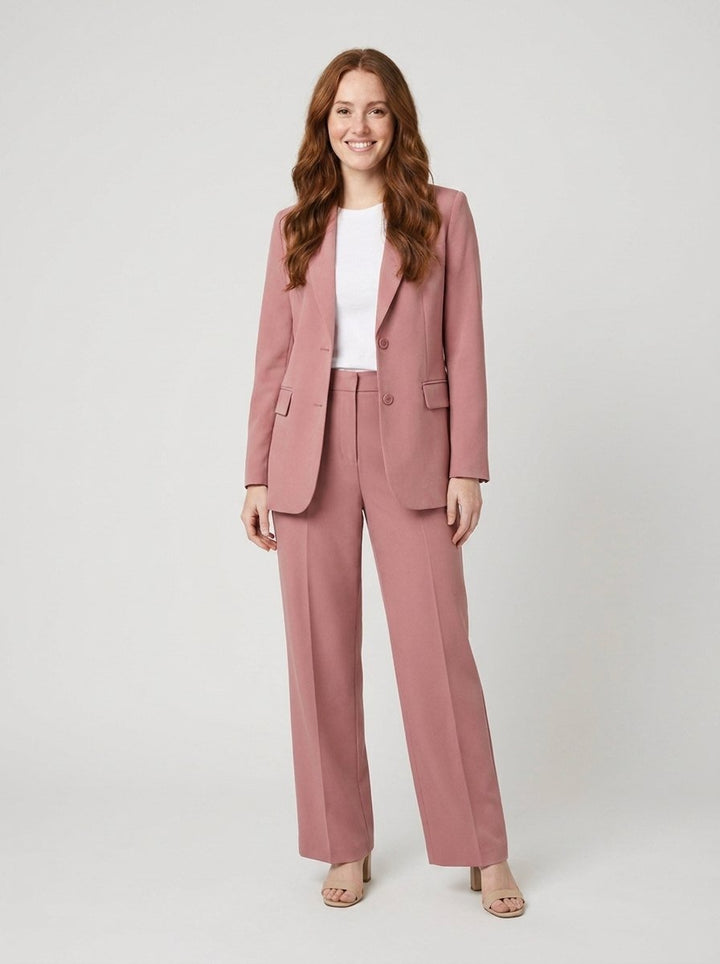 Ensemble Tailleur Femme Blazer Structuré Et Pantalon À Pinces