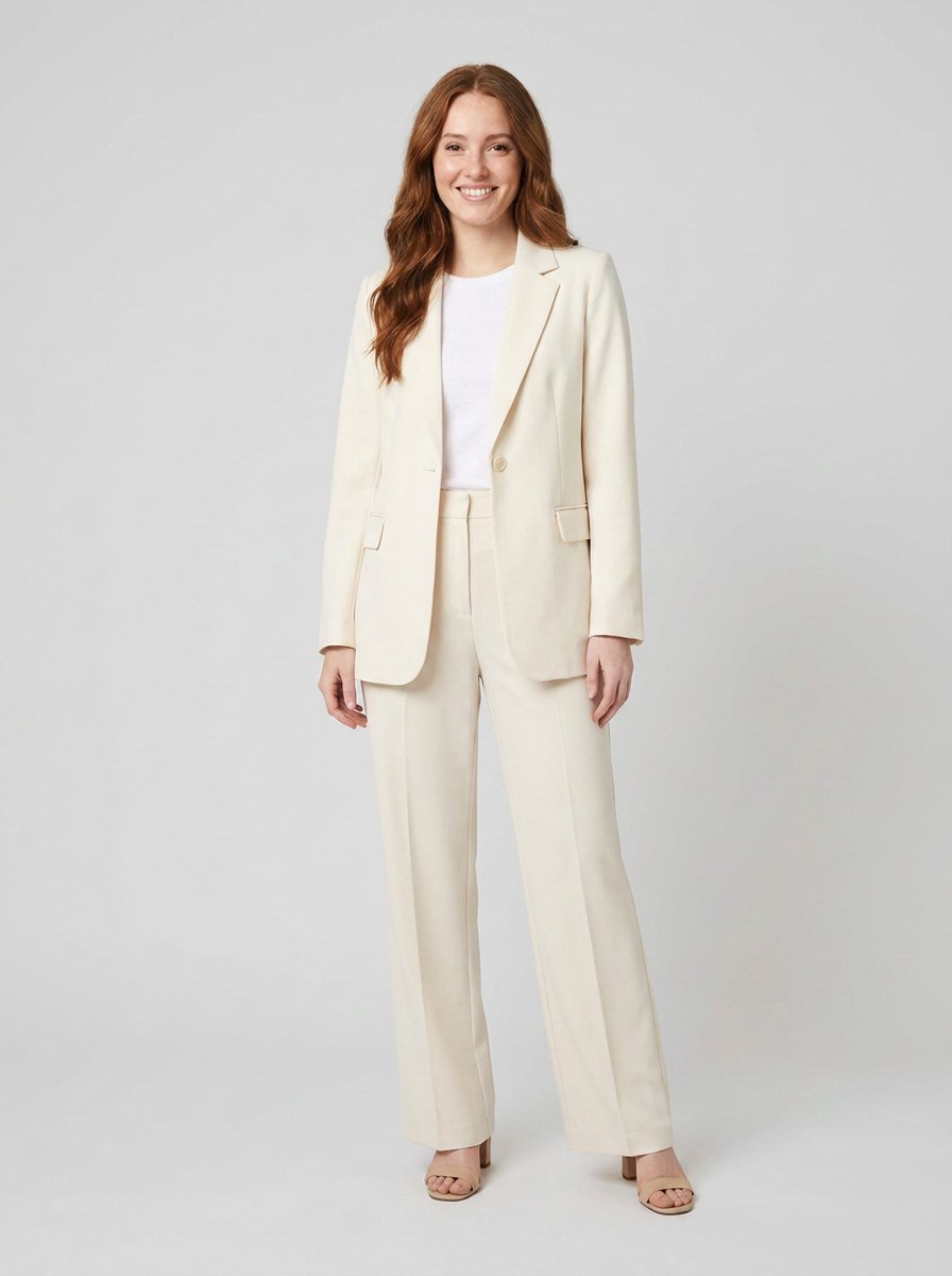 Ensemble Tailleur Femme Blazer Structuré Et Pantalon À Pinces