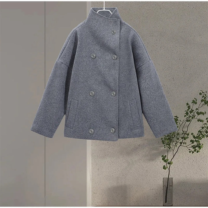 Manteau Femme en Mélange de Laine à Col Montant