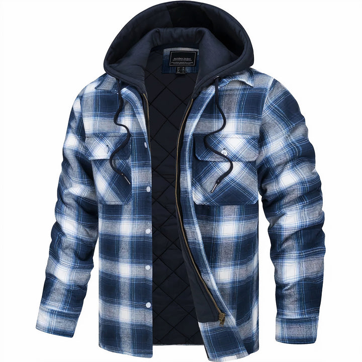 Surchemise à Carreaux à Capuche et Doublure Matelassée pour Homme