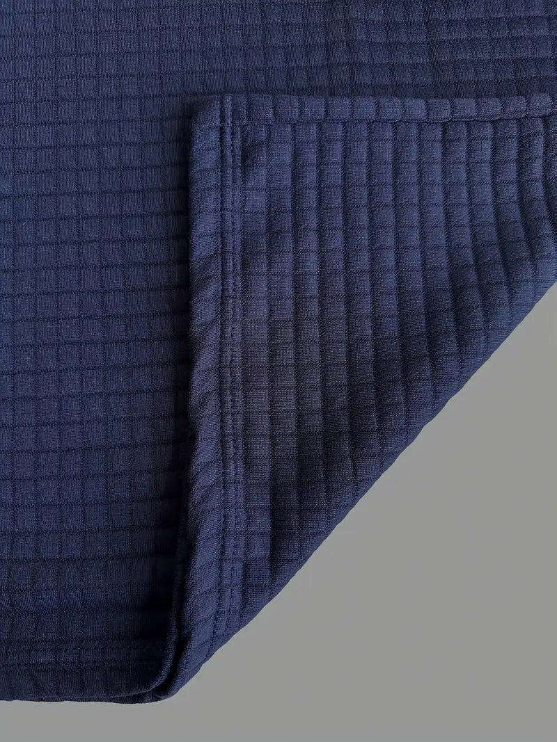 Polo da uomo a maniche lunghe in maglia goffrata con taschino sulla manica