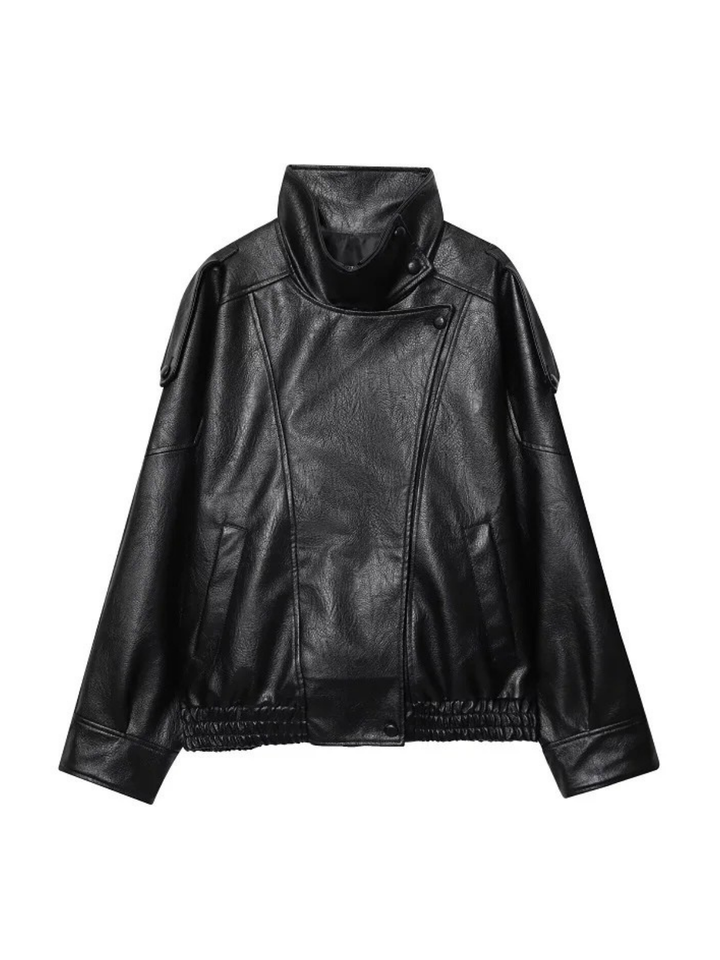Women's Oversized Faux Fur Jacket with Stand-Up Collar