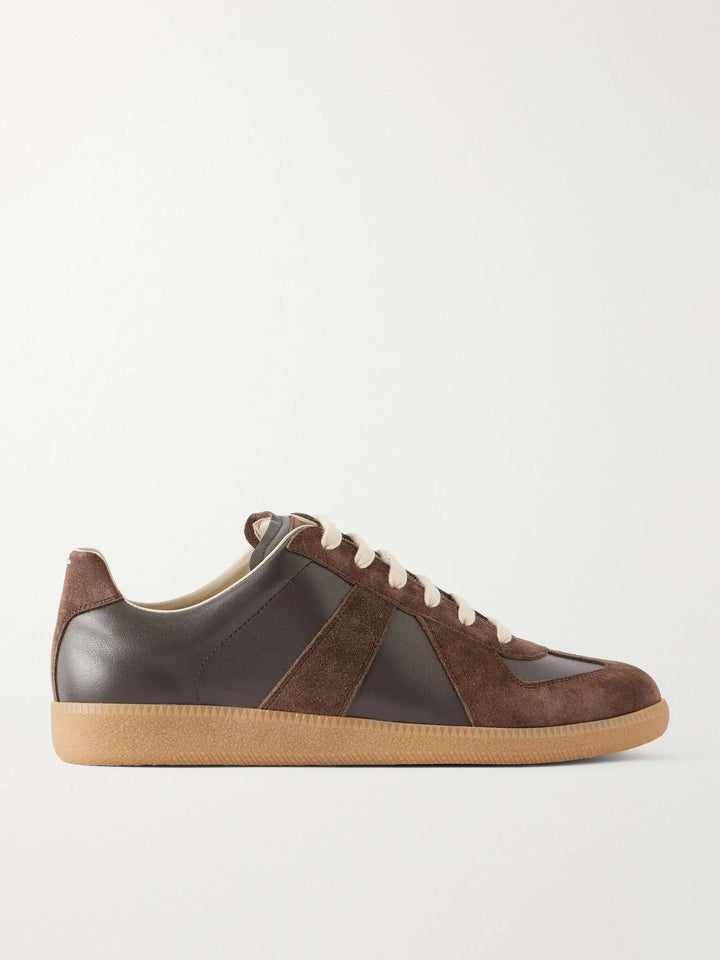 GATS | Sneakers casual in suede e pelle di vitello marrone con suola in gomma