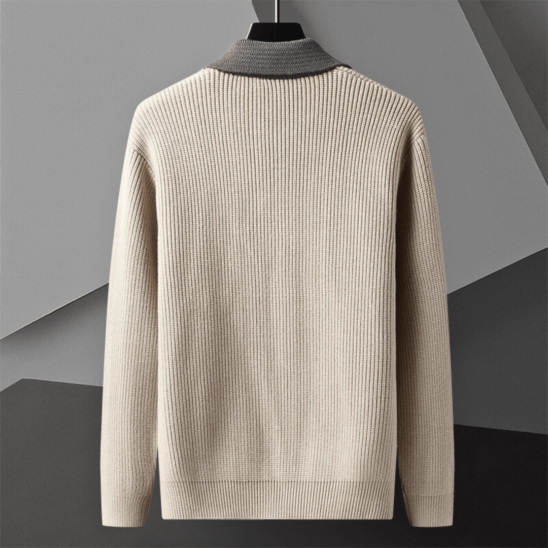 Chaleco de punto para hombre con cuello en contraste, botones y bolsillos