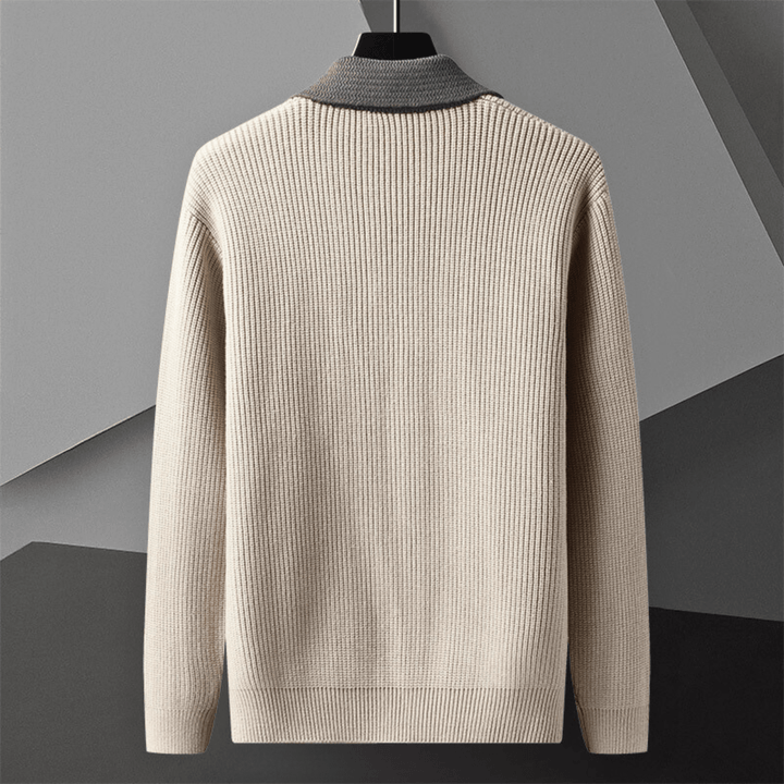 Chaleco de punto para hombre con cuello en contraste, botones y bolsillos