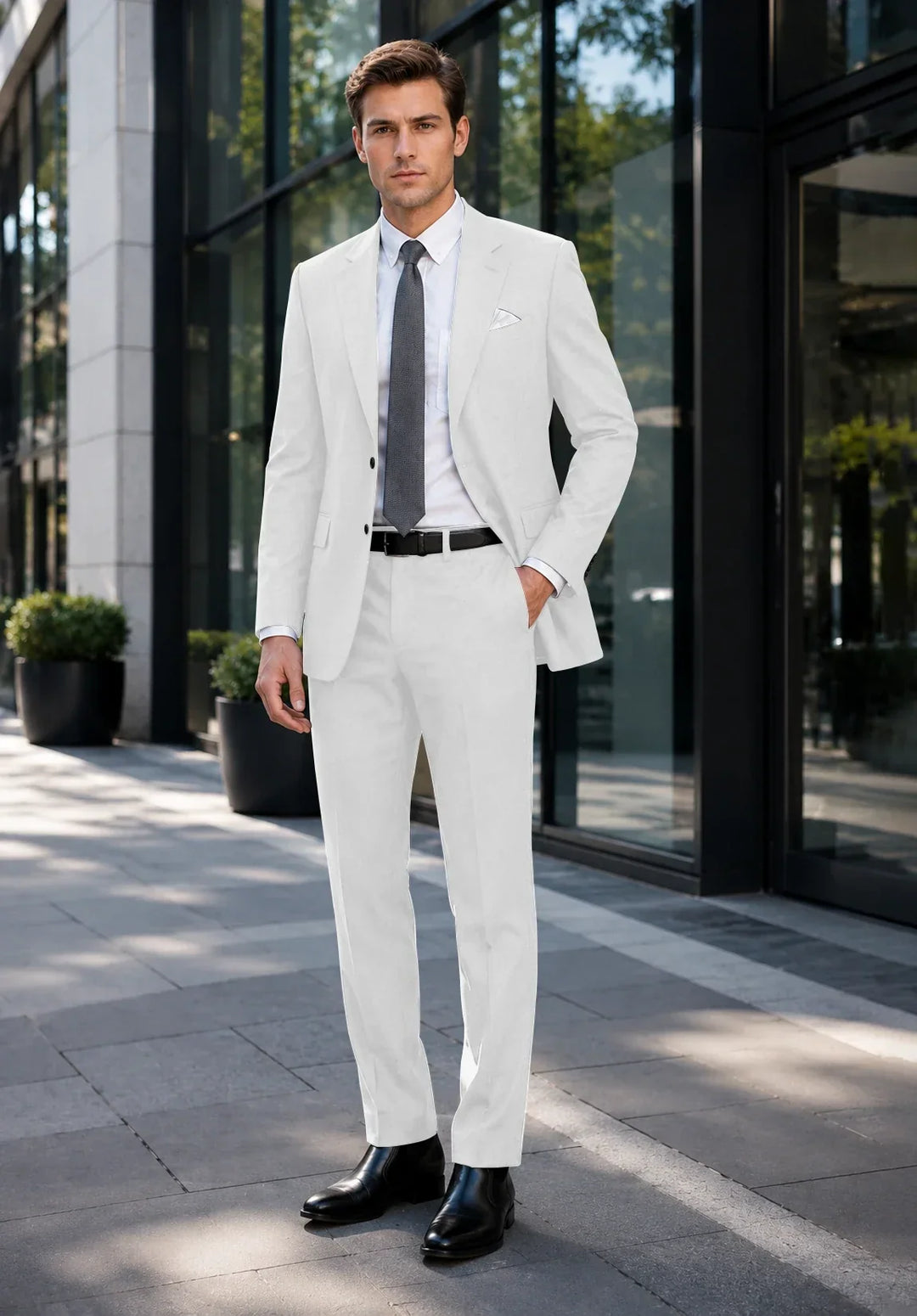 Klassischer Business-Zweiteiler für Herren mit Reverskragen und Hose mit niedrigem Bund