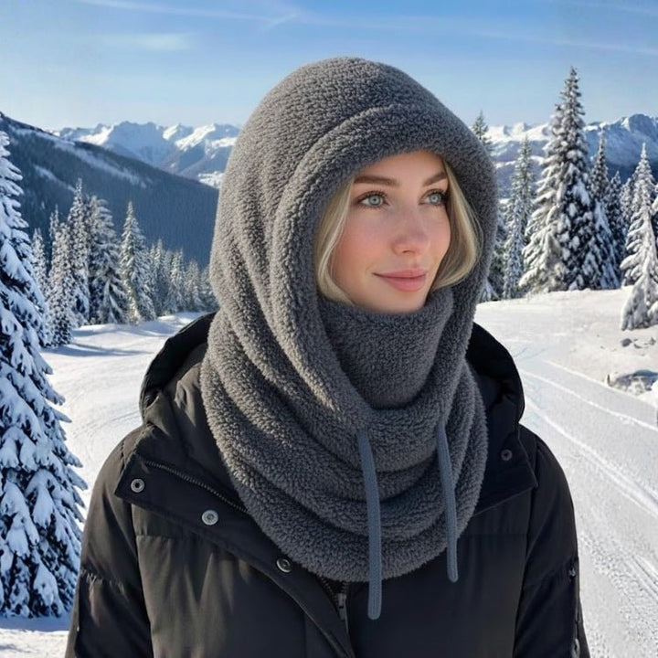 Passamontagna da donna in pile Sherpa con scaldacollo integrato