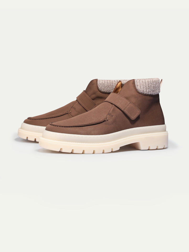 Men's Winter Boots - Velcro Closure and Mesh Trim
