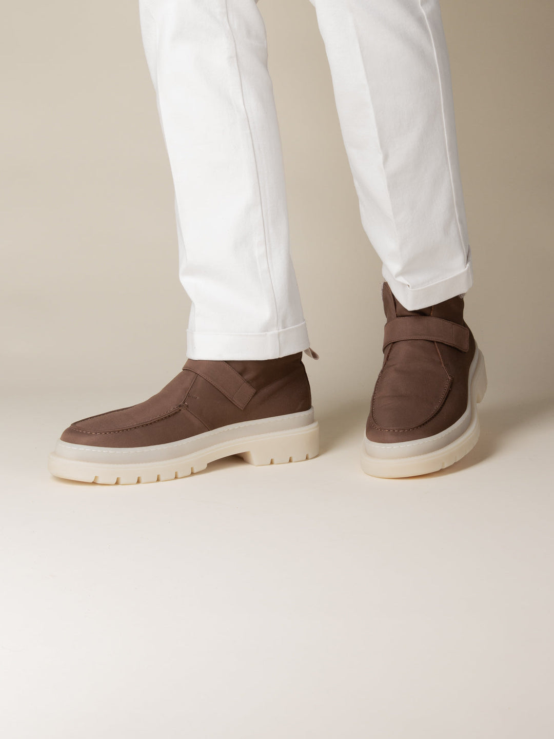 Men's Winter Boots - Velcro Closure and Mesh Trim