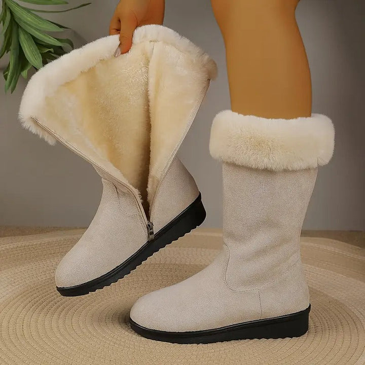 Bottes D'Hiver Femme Doublées Fausse Fourrure Avec Fermeture À Glissière
