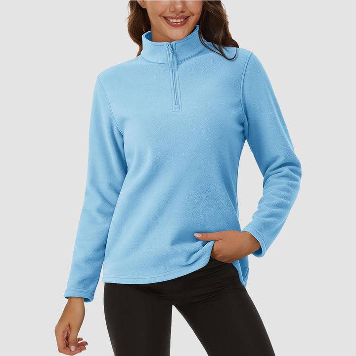 Pile da donna con collo alto e mezza zip