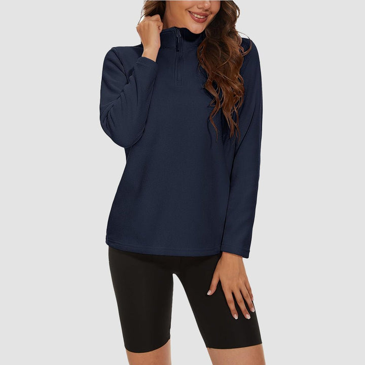 Pile da donna con collo alto e mezza zip