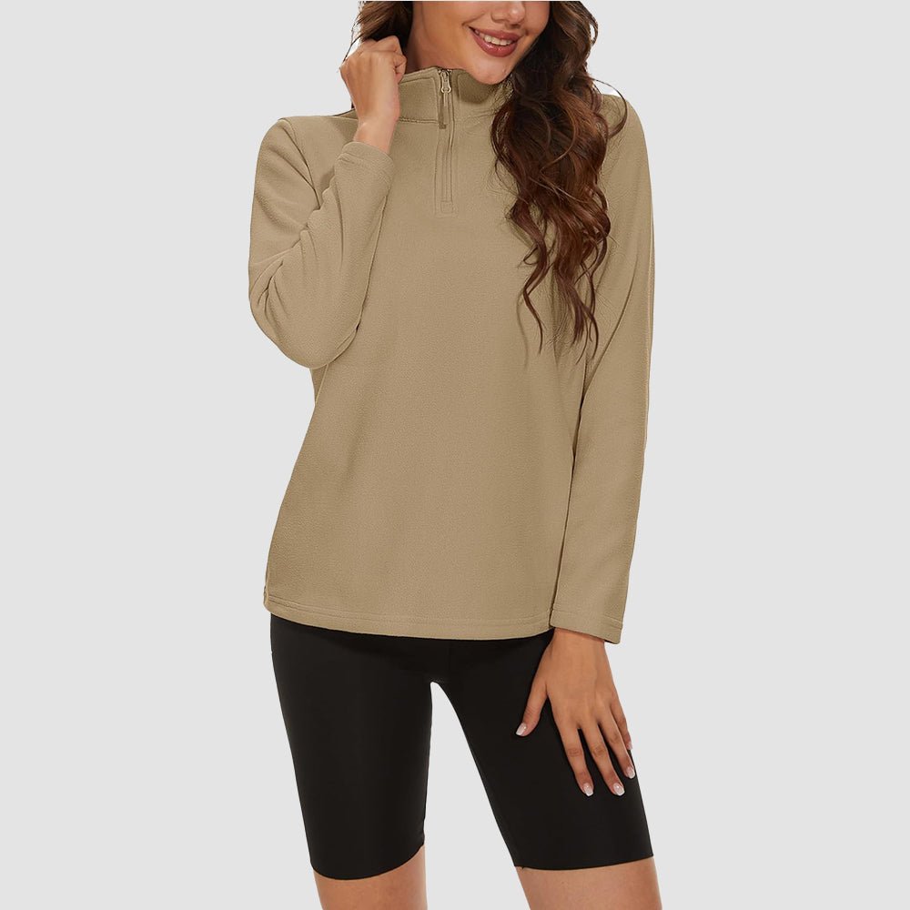 Pile da donna con collo alto e mezza zip