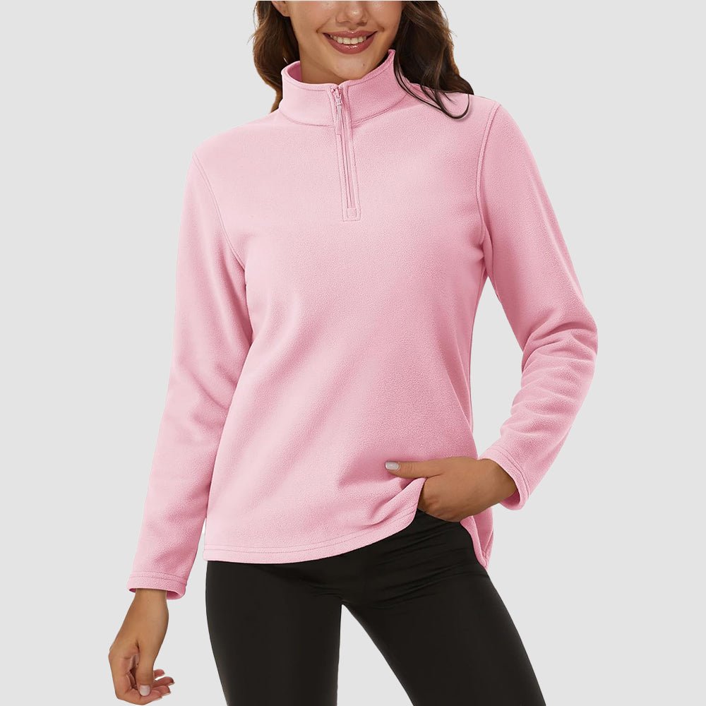 Pile da donna con collo alto e mezza zip