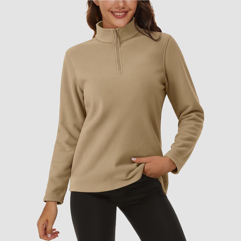 Pile da donna con collo alto e mezza zip