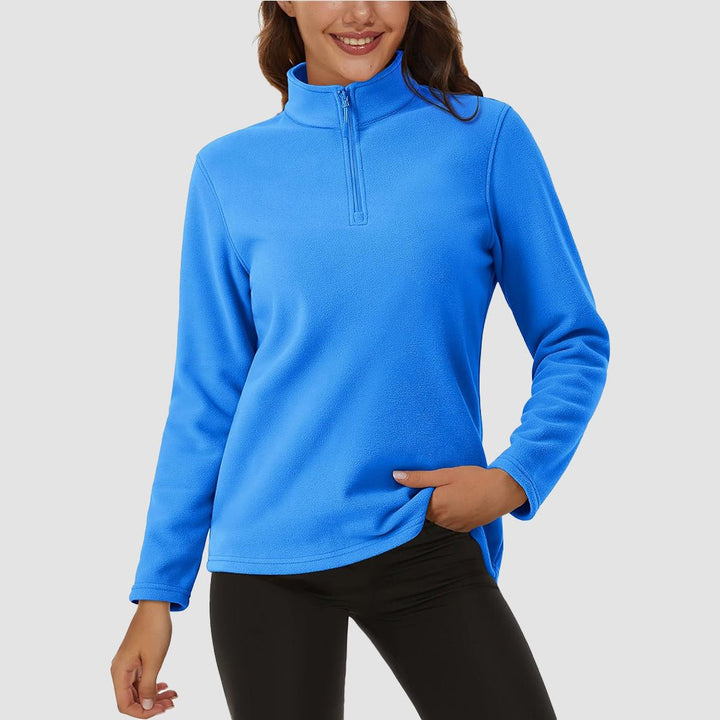 Pile da donna con collo alto e mezza zip