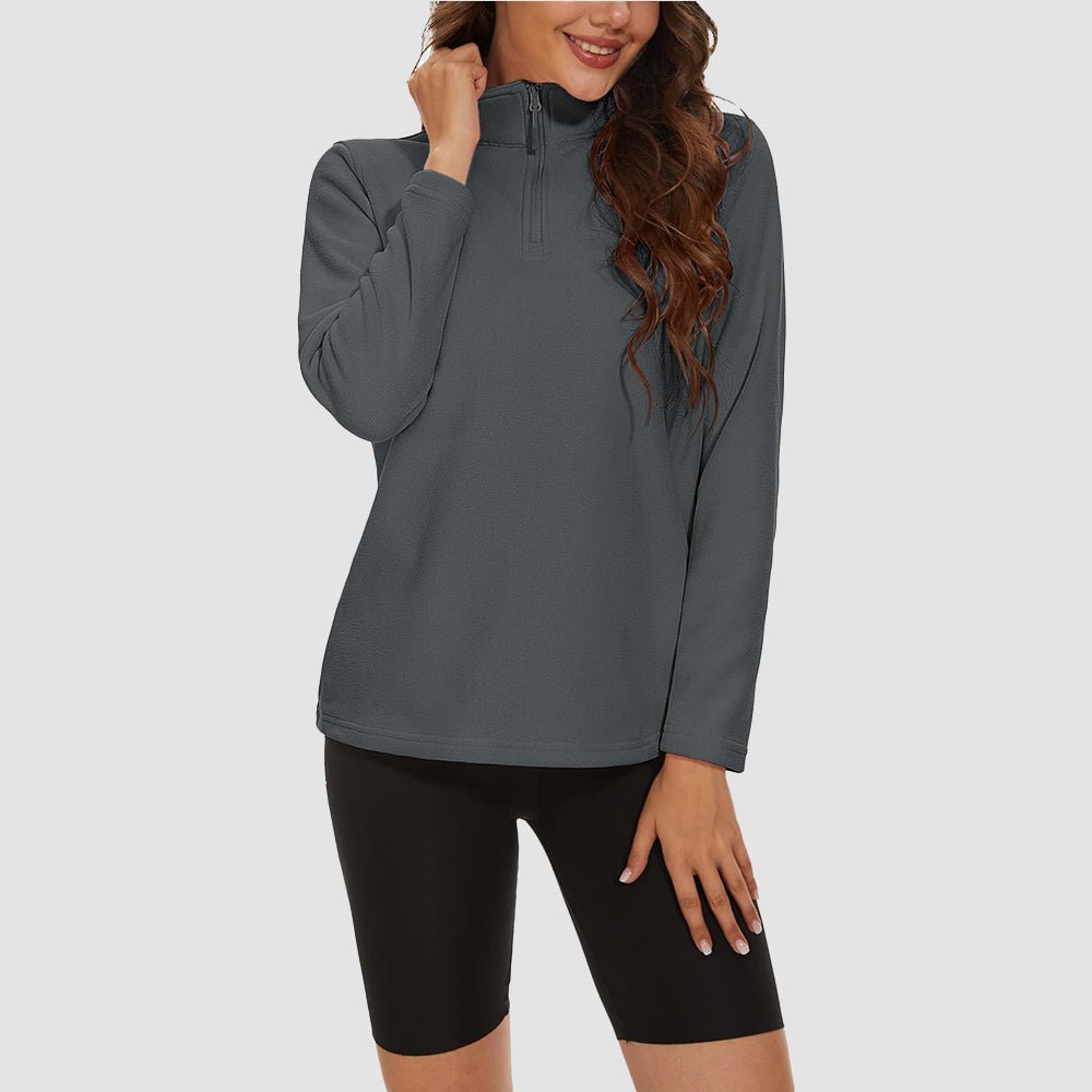 Pile da donna con collo alto e mezza zip