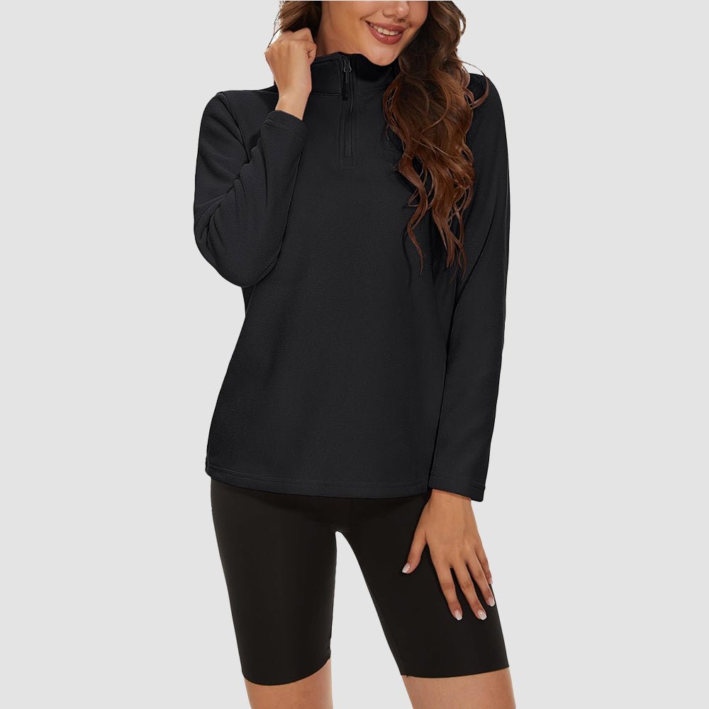 Pile da donna con collo alto e mezza zip