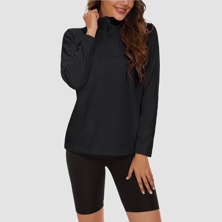 Pile da donna con collo alto e mezza zip