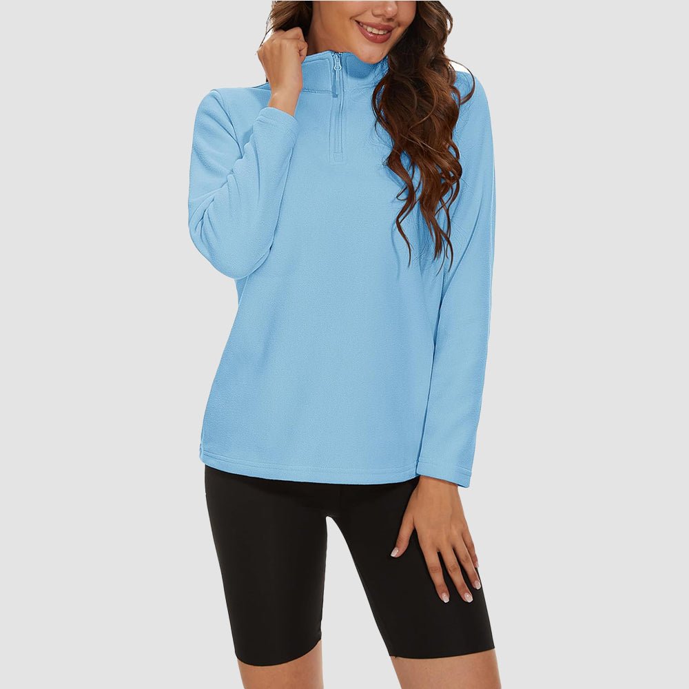 Pile da donna con collo alto e mezza zip