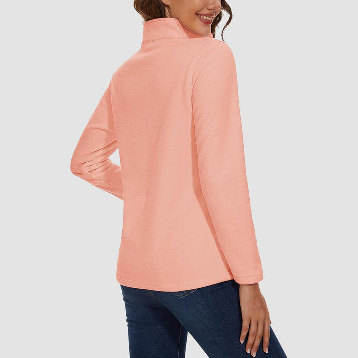 Pile da donna con collo alto e mezza zip