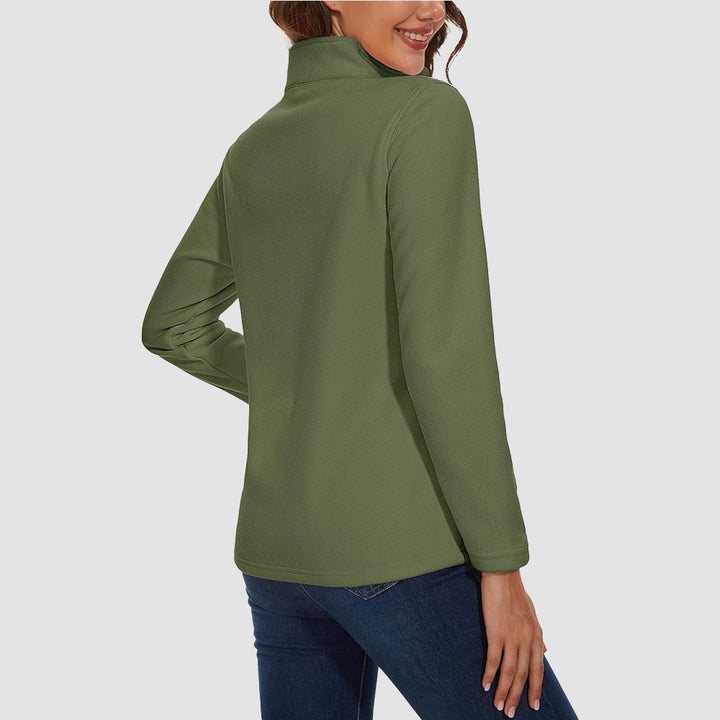 Pile da donna con collo alto e mezza zip
