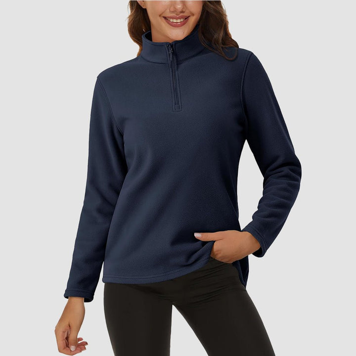Pile da donna con collo alto e mezza zip