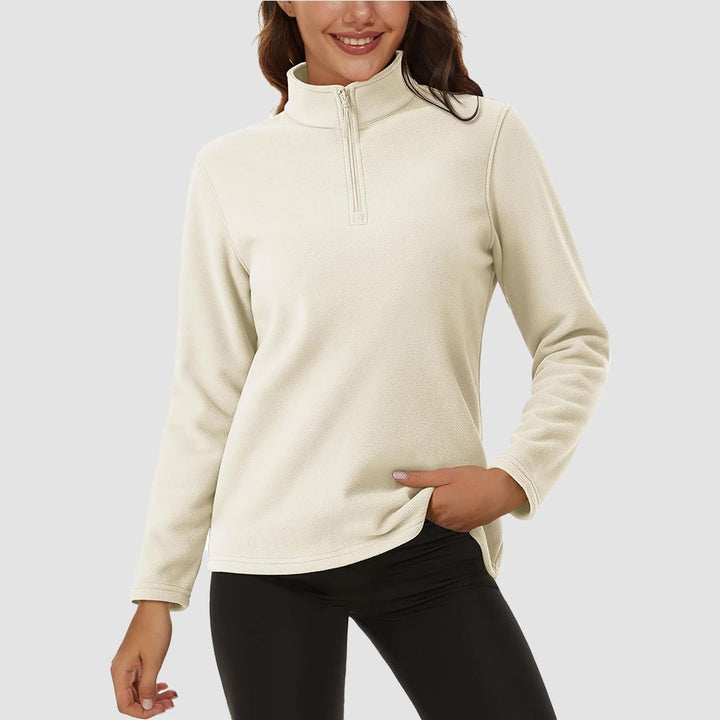 Pile da donna con collo alto e mezza zip