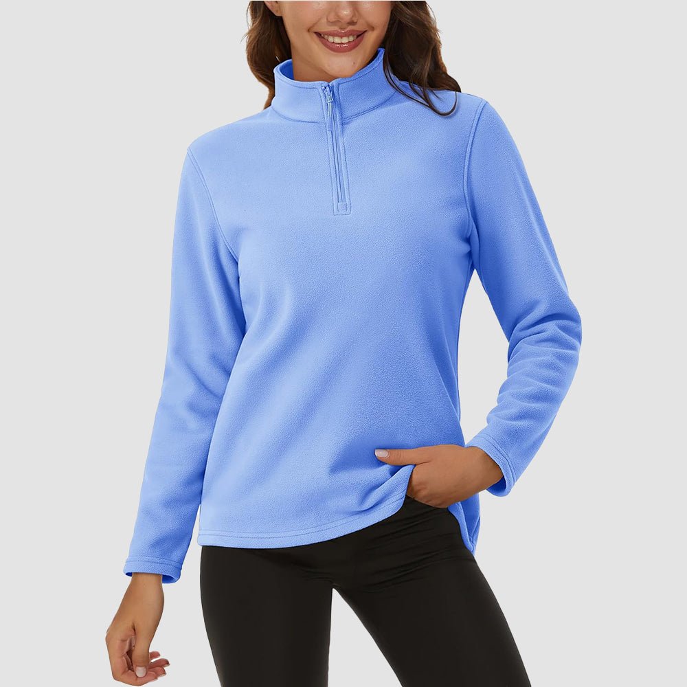Pile da donna con collo alto e mezza zip