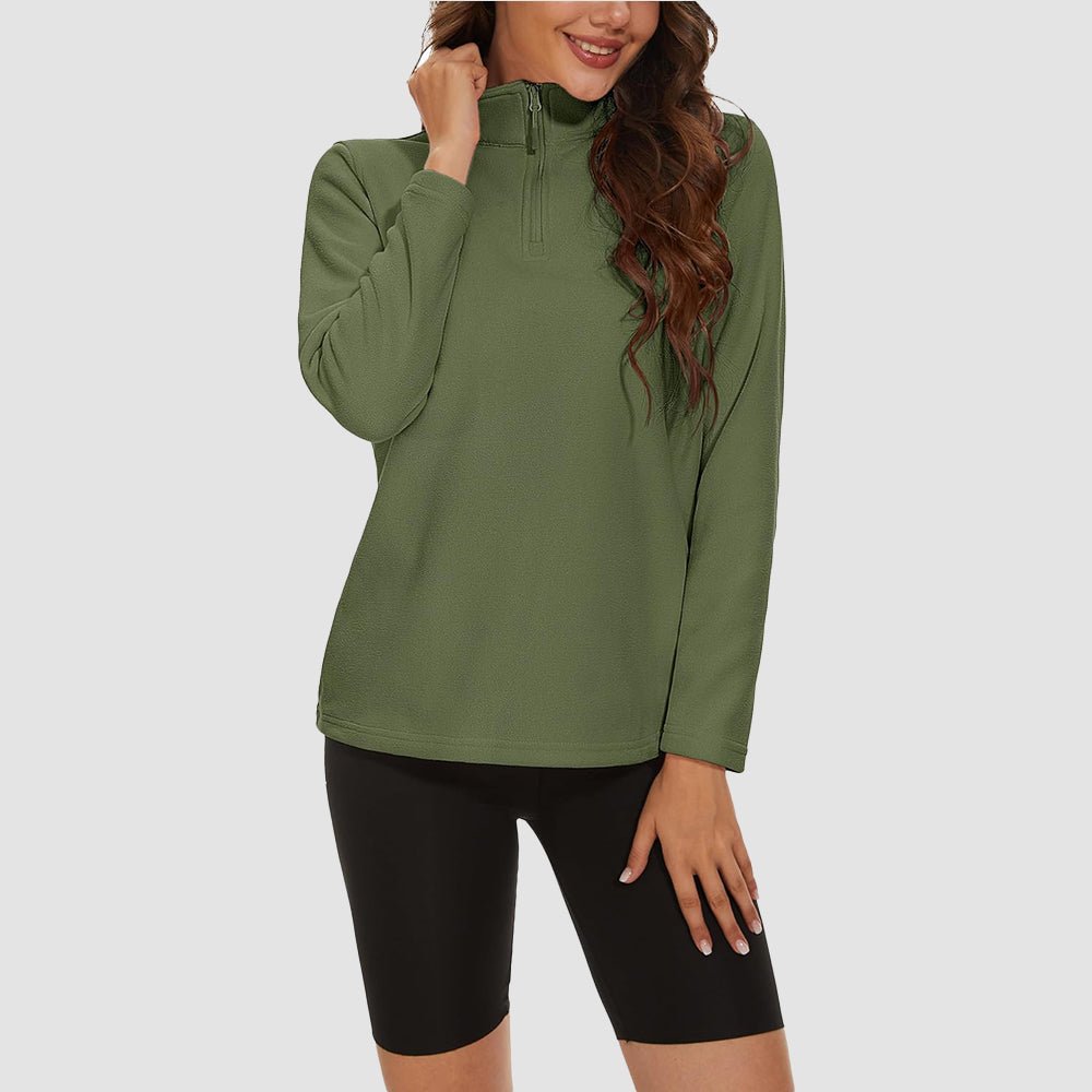 Pile da donna con collo alto e mezza zip