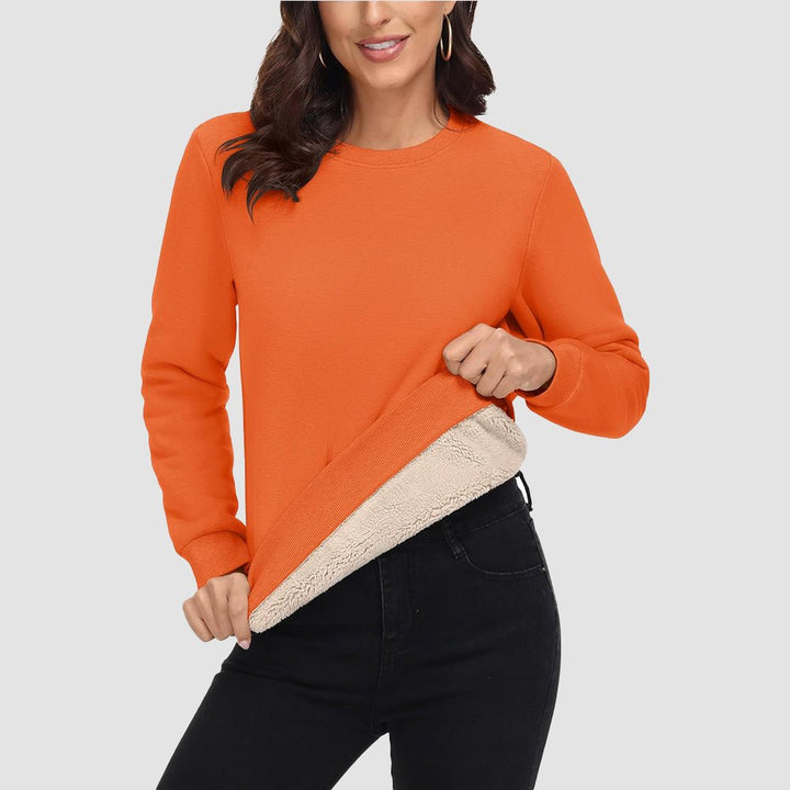 Dames-sweatshirt met fleecevoering en ronde hals