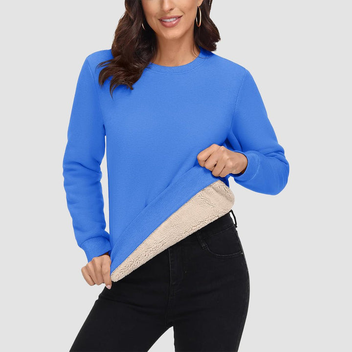 Dames-sweatshirt met fleecevoering en ronde hals