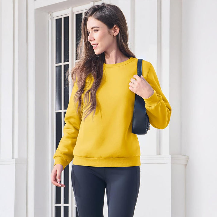 Dames-sweatshirt met fleecevoering en ronde hals