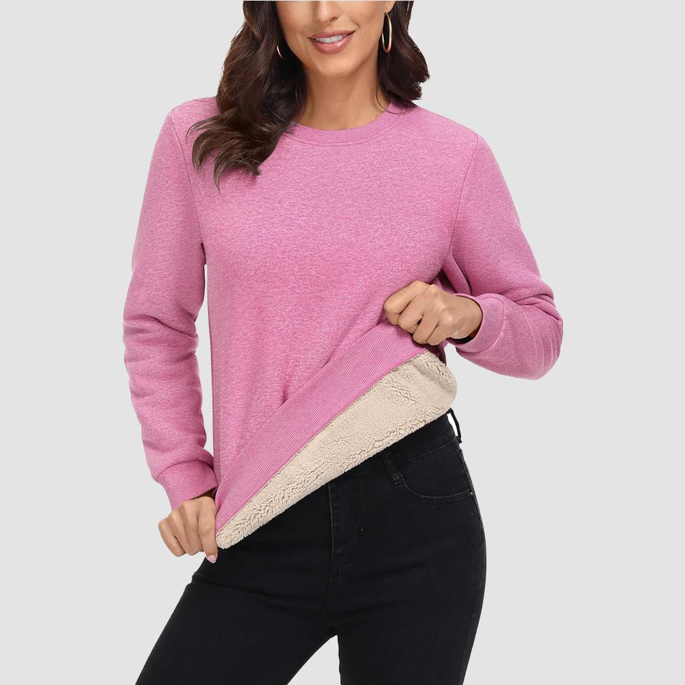 Dames-sweatshirt met fleecevoering en ronde hals