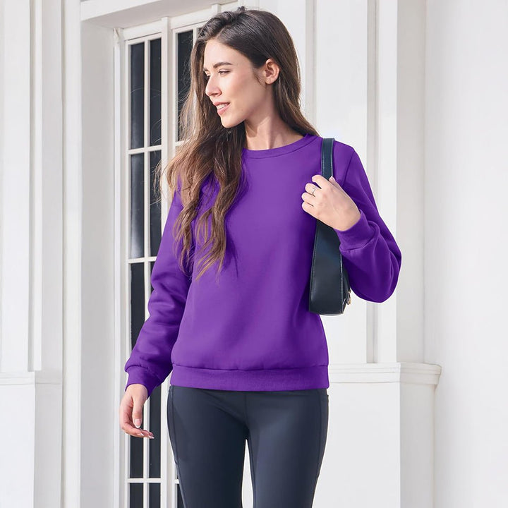 Dames-sweatshirt met fleecevoering en ronde hals