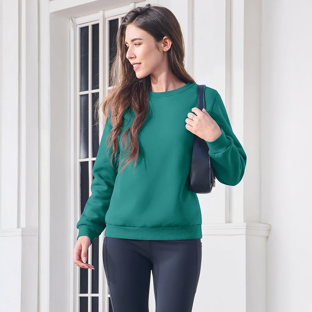 Dames-sweatshirt met fleecevoering en ronde hals