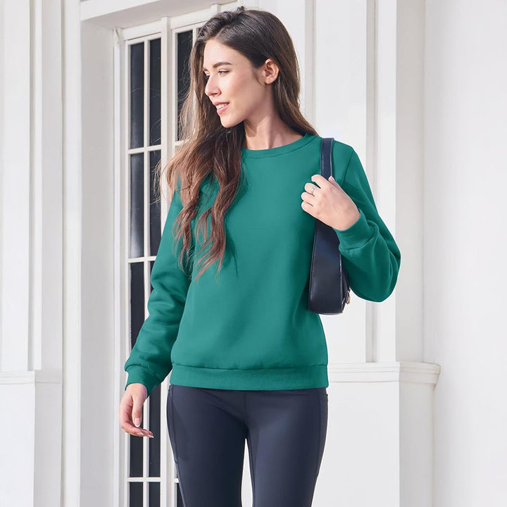 Dames-sweatshirt met fleecevoering en ronde hals