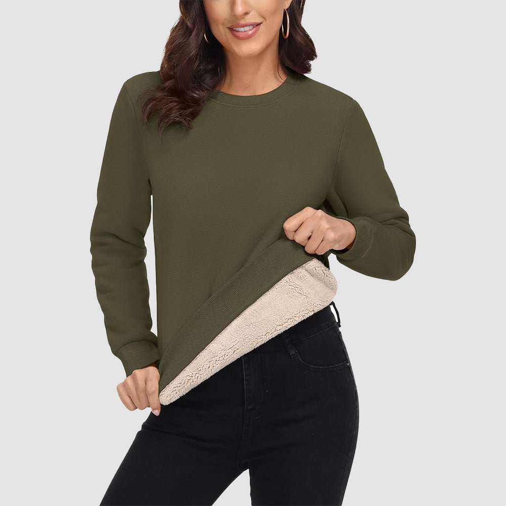 Dames-sweatshirt met fleecevoering en ronde hals