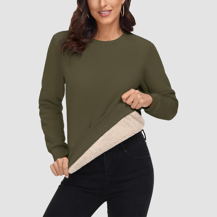 Dames-sweatshirt met fleecevoering en ronde hals