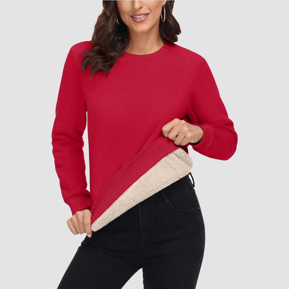 Dames-sweatshirt met fleecevoering en ronde hals