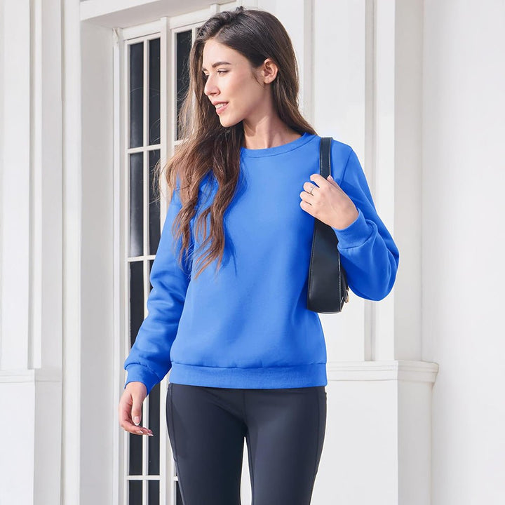 Dames-sweatshirt met fleecevoering en ronde hals