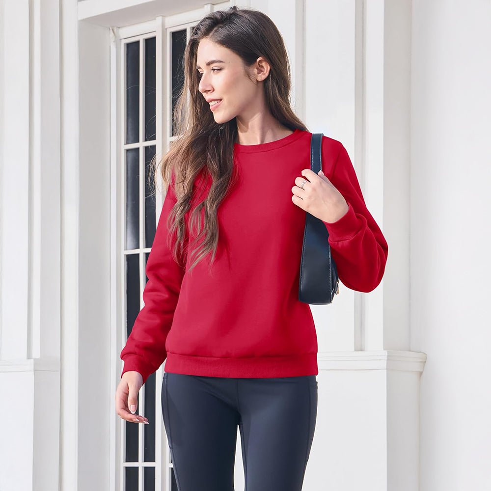 Dames-sweatshirt met fleecevoering en ronde hals