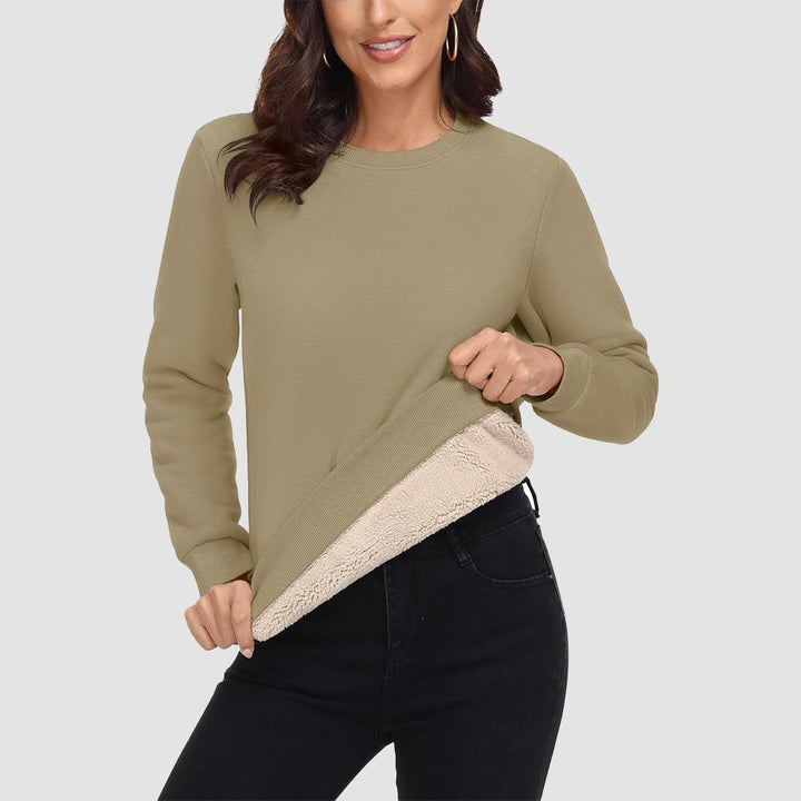 Dames-sweatshirt met fleecevoering en ronde hals