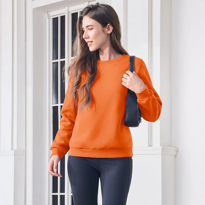 Dames-sweatshirt met fleecevoering en ronde hals